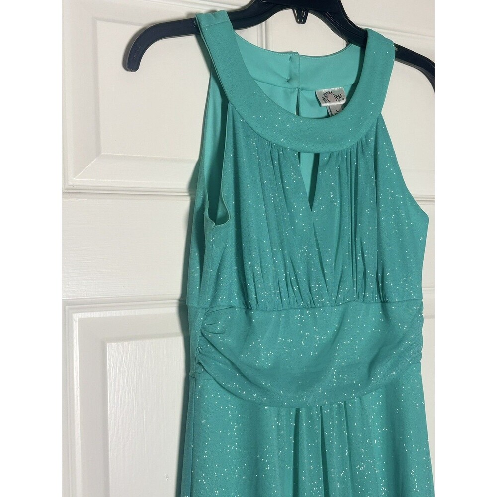 Sweet Storm Mint Green Glitter Maxi Dress Prom Formal Party Sleeveless SZ Large - Picture 12 of 16